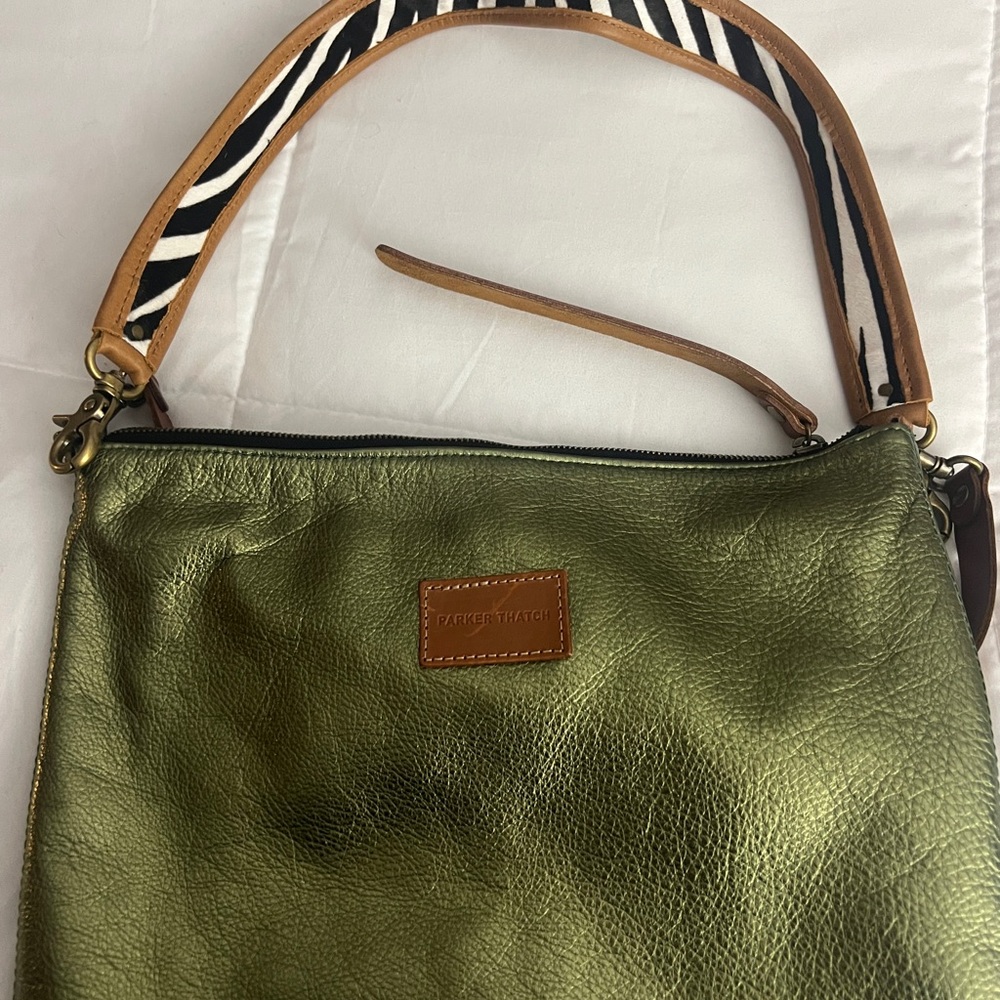 Olive Green Leather Shoulder Bag